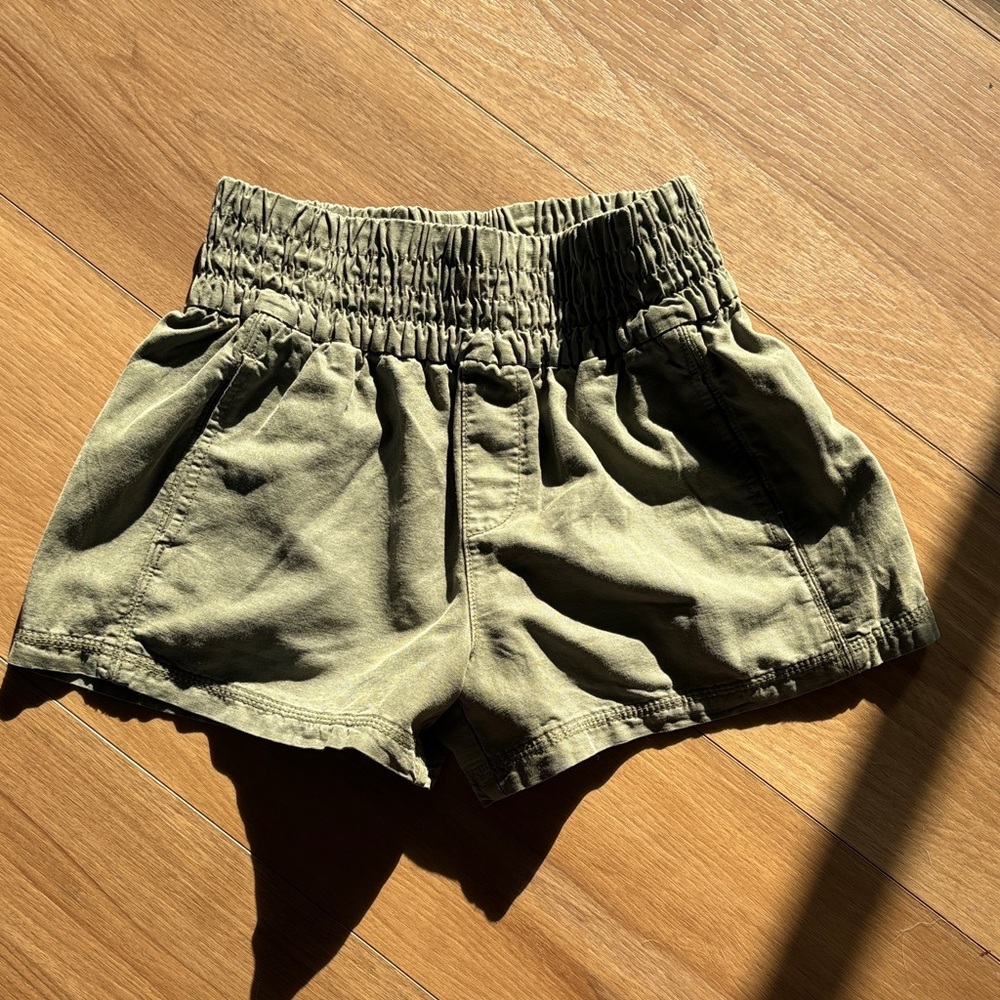 Aerie Sage Green Smocked Shorts